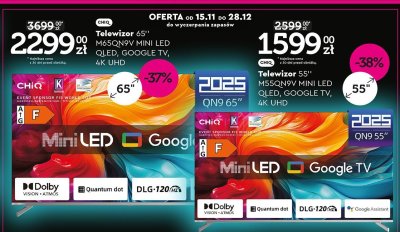 Telewizor 65" M65QN9V MINI LED QLED, GOOGLE TV, 4K UHD promocja w Biedronka