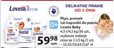 Płyn, proszek lub kapsułki do prania Lovela Baby promocja w Auchan