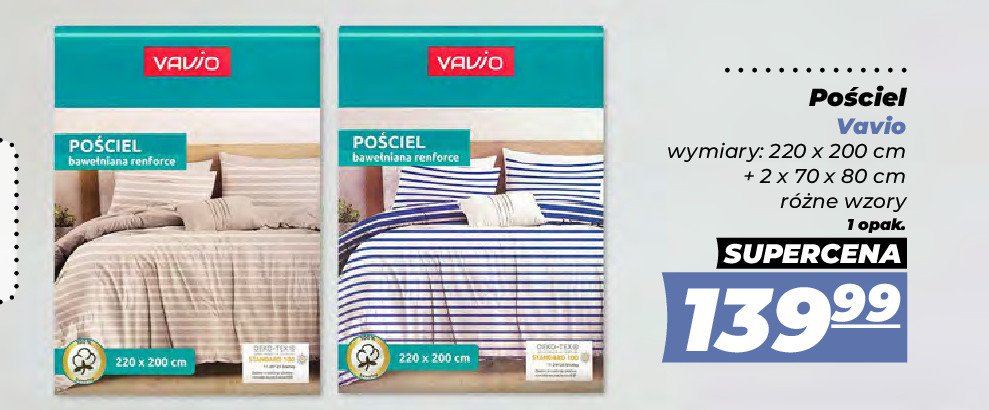 Komplet poscieli 220 x 200 + 2 x 70 x 80 cm Vavio promocja