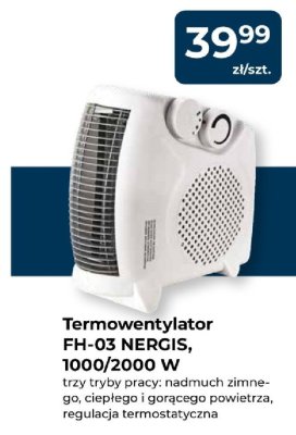 Termowentylator FH-03 NERGIS, 1000/2000 W promocja w PSB Mrówka