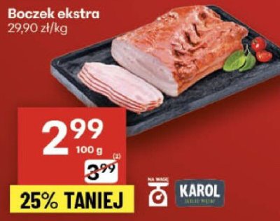 Boczek ekstra Karol promocja w Delikatesy Centrum