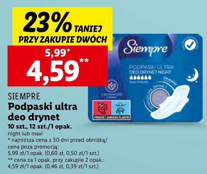 Podpaski ultra deo drynet night Siempre promocja