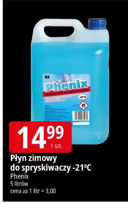 Płyn zimowy do spryskiwaczy -21°C Phenix 5 litrów cena za 1 litr = 3,00 promocja w Leclerc