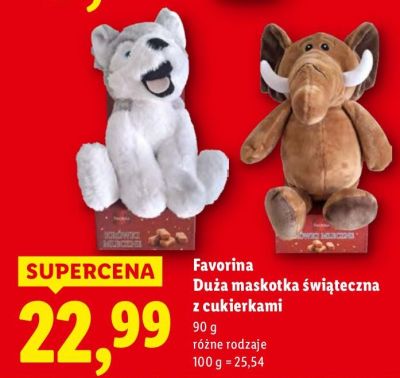 Maskotka świąteczna z cukierkami Favorina duża różne rodzaje promocja w Lidl