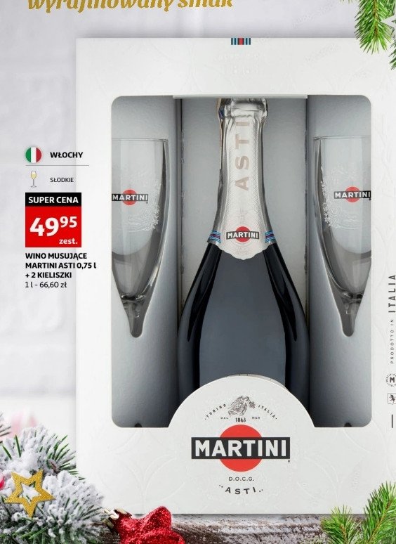 Wino + 2 kieliszki Martini asti promocja