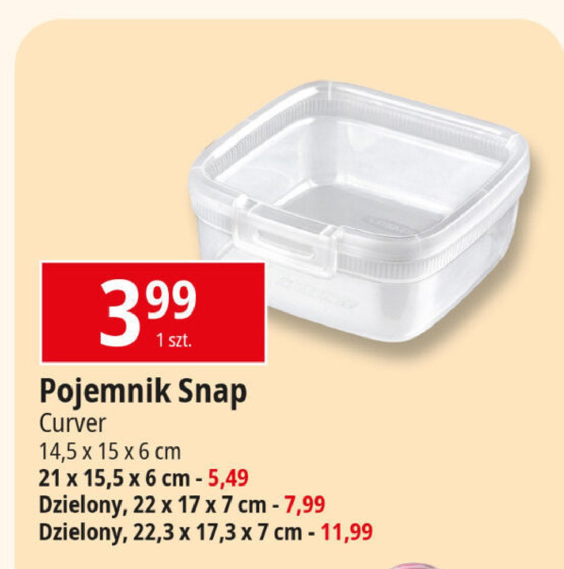 Pojemnik snap dzielony 22.3 x 17.3 x 7 cm Curver promocja