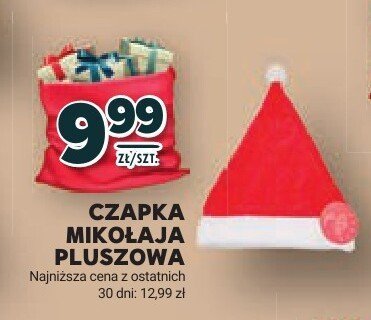 Czapka Mikołaja pluszowa promocja w Stokrotka