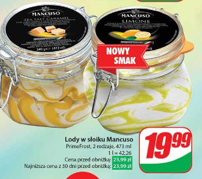 Lody włoskie sea salt caramel Mancuso gelati promocja