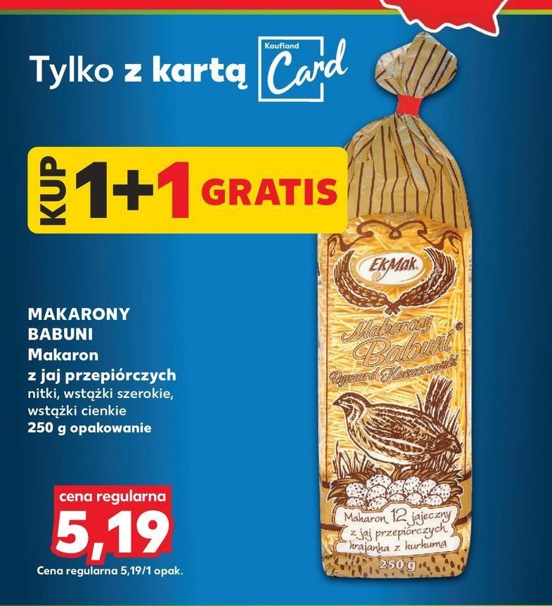 Makaron babuni krajanka z jaj przepiórczych promocja