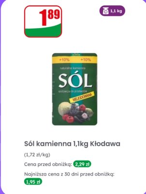 Sól kamienna 1,1kg promocja w Dino