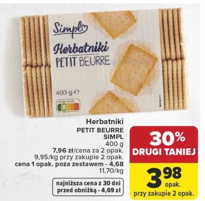 Herbatniki BEURRE SIMPL 400g promocja w Carrefour