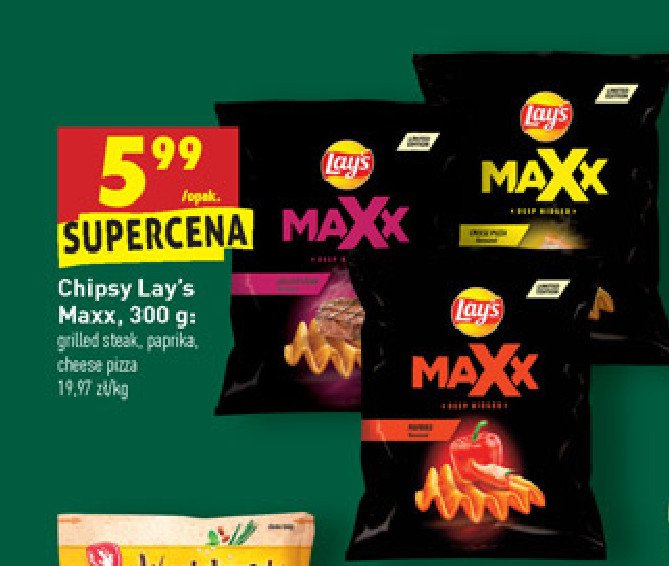 Chipsy grillowany stek Lay's maxx mocno pogięte Frito lay lay's promocja