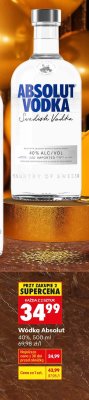 Wódka Absolut 40%, 500 ml promocja w Biedronka