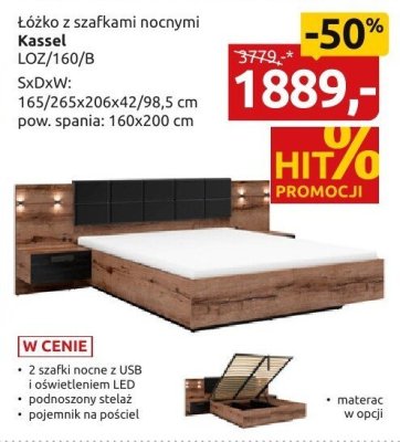 Łóżko z szafkami nocnymi Kassel LOZ/160/B promocja w Black Red White