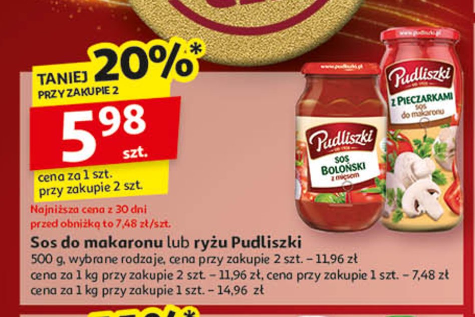 Sos do makaronu z pieczarkami Pudliszki promocja