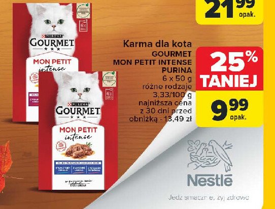 Karma dla kota wołowina + kurczak + jagnięcina Purina gourmet mon petit promocja