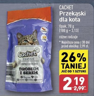 Ciasteczka dla kota z drobiem i serem Cachet promocja