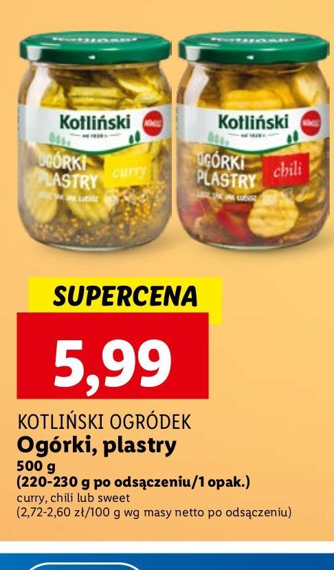 Ogórki plastry sweet KOTLIŃSKI SPECJAŁ promocja