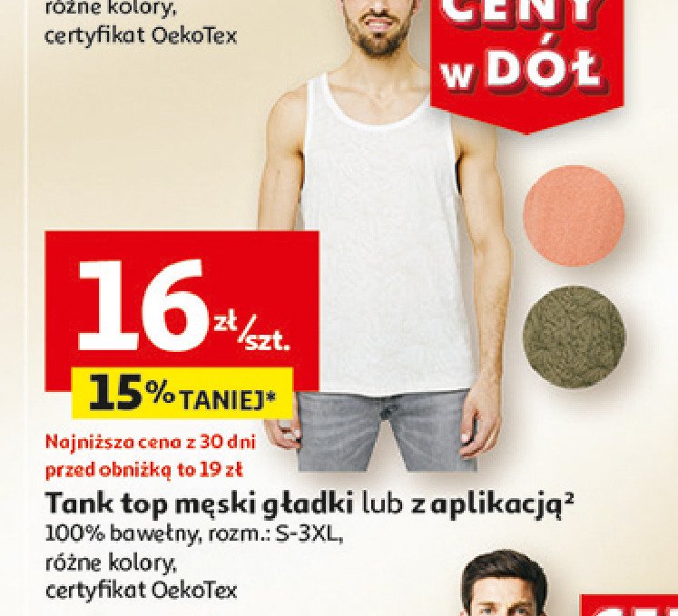 Top męski bez rękawów z aplikacją s-3xl Auchan inextenso promocja