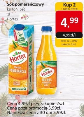 Sok pomarańczowy Karton Pet Hortex promocja w Market Point