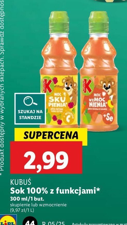 Sok moc wzocnienia Kubuś 100% sok promocja