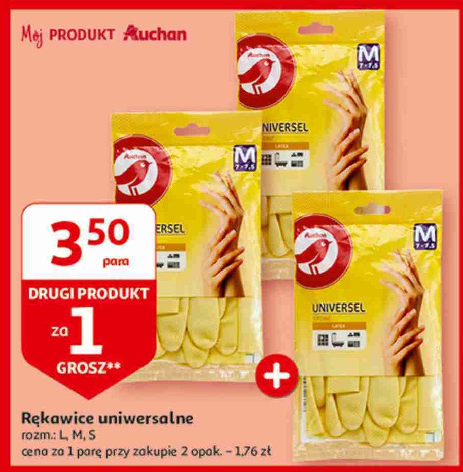 R臋kawice uniwersalne rozm. s Auchan r贸偶norodne (logo czerwone) promocja