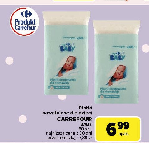 Płatki kosmetyczne dla niemowląt CARREFOUR MY BABY promocja