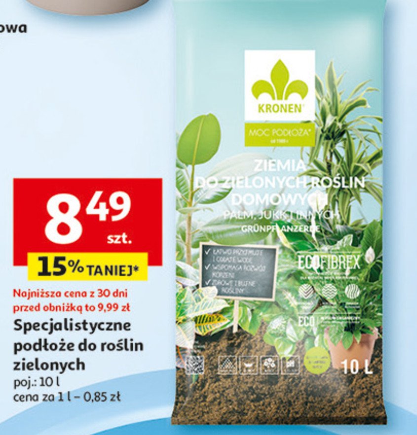 Ziemia do roślin zielonych i domowych KRONEN promocja w Auchan