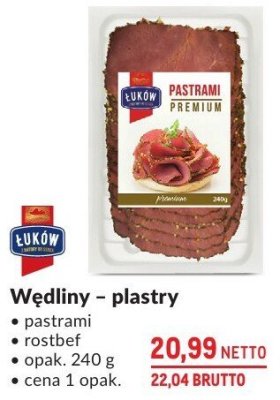 Wędliny plastry pastrami rostbef promocja w Makro