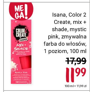 Farba do włosów mystic pink Isana color create 2 mix shade promocja