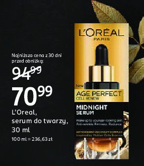 Serum przeciwzmarszczkowe na noc L'OREAL AGE PERFECT CELL RENEW promocja w Rossmann