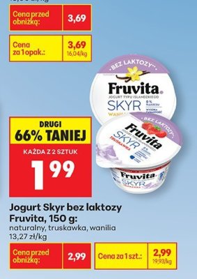 Jogurt Skyr bez laktozy truskawka promocja w Biedronka