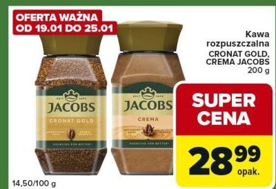 Kawa rozpuszczalna CRONAT GOLD, CREMA JACOBS promocja w Carrefour Express