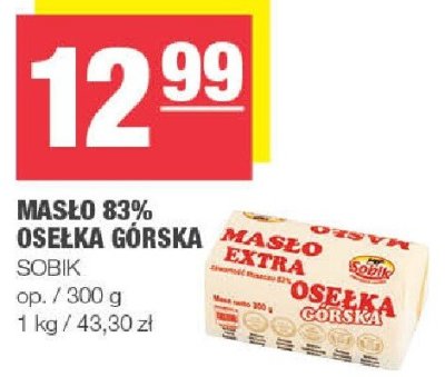 Masło 83% Osełka Górska Sobik promocja w SPAR
