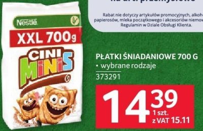 Płatki śniadaniowe Cini Minis XXL 700g promocja w Selgros