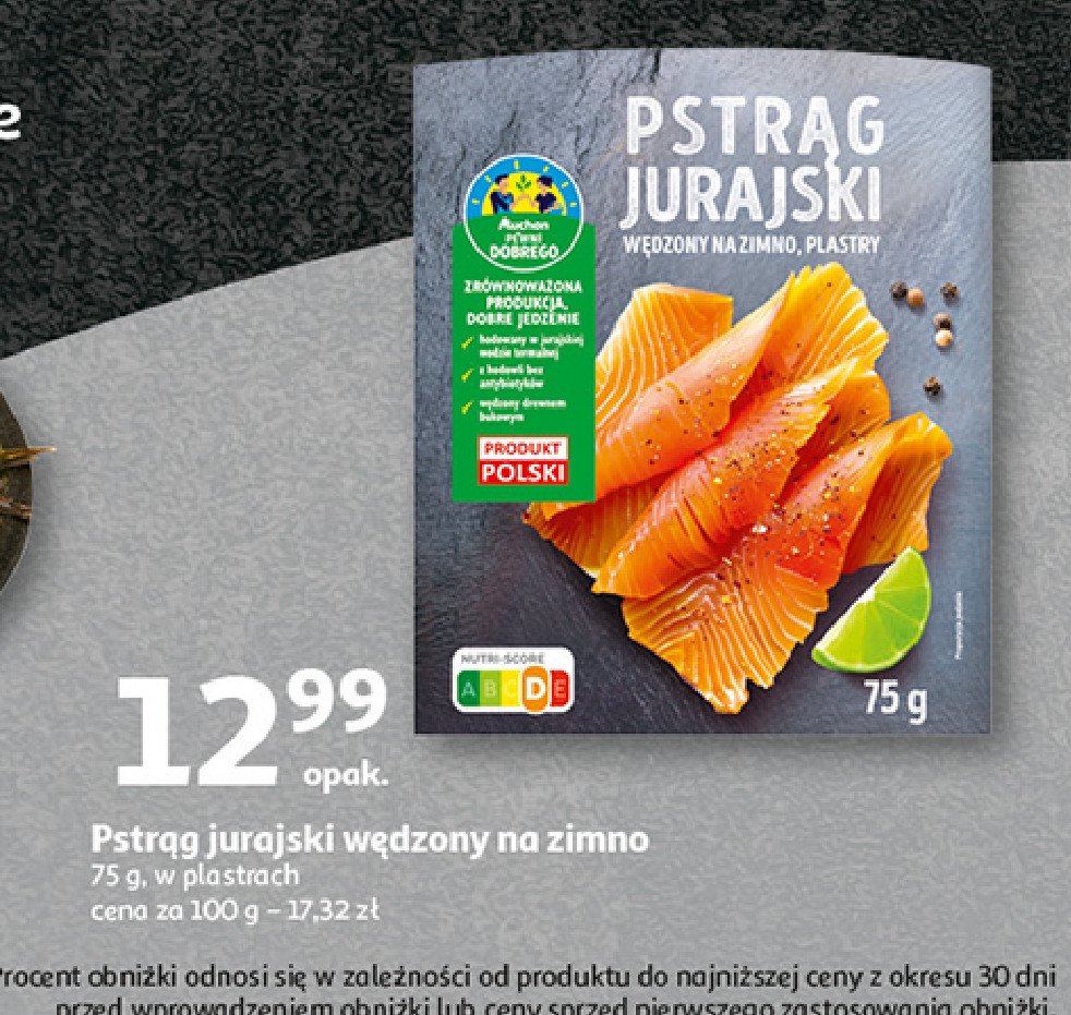 Pstrąg jurajski wędzony na zimno Auchan pewni dobrego promocja