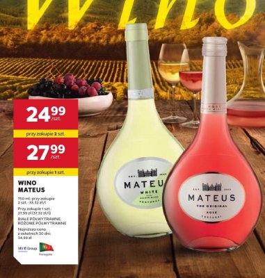 Wino Mateus różowe półwytrawne promocja w Stokrotka