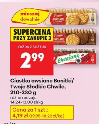 Ciastka owsiane Bonitki/Twoje Słodkie Chwile, 210-230 g promocja w Biedronka
