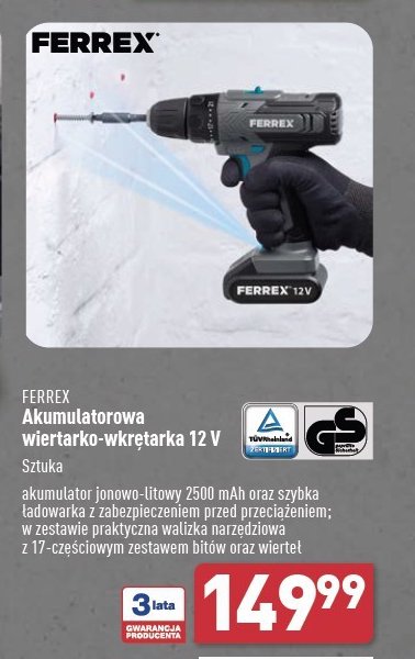 Wiertarko-wkrętarka 12 v Ferrex promocja