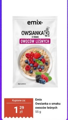 Owsianka o smaku owoców leśnych Emix promocja w Dino