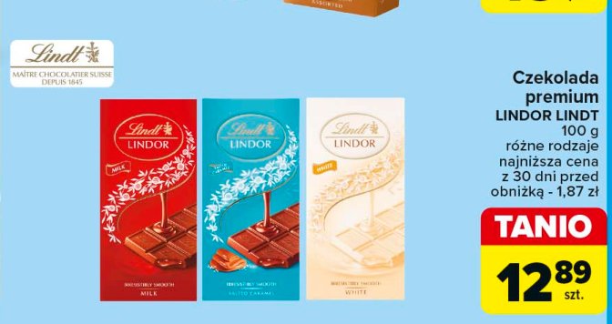 Czekolada mleczna Lindt lindor promocja