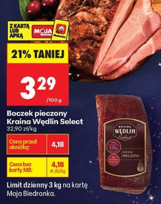 Boczek pieczony Kraina Wędlin Select promocja w Biedronka