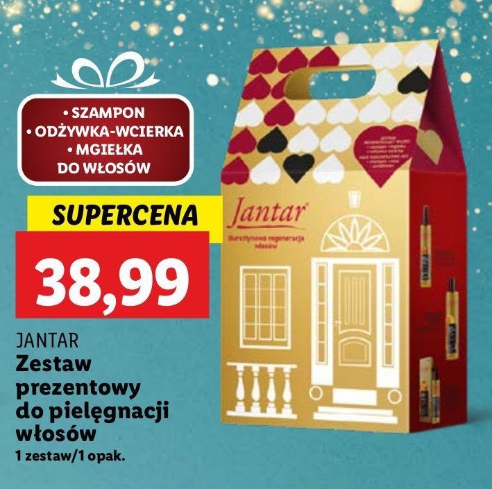 Zestaw w pudełku: mgiełka do włosów 200 ml + szampon do włosów 100 ml + wcierka z wyciągiem z bursztynu 100 ml Farmona jantar promocja