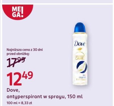 Antyperspirant w sprayu Dove, 150 ml promocja w Rossmann