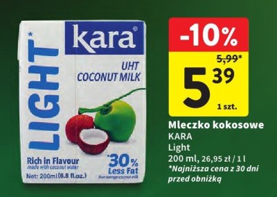 Mleczko kokosowe KARA Light 200ml promocja w Intermarche