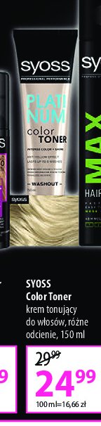 Toner do w艂os贸w platyna Syoss professional performance promocja