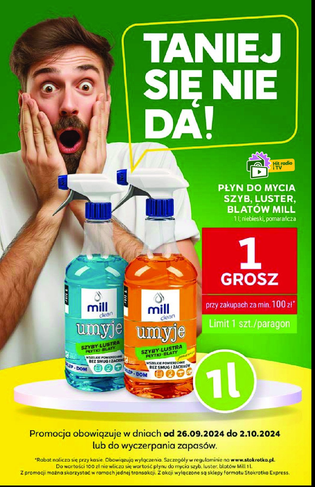 Płyn do szyb pomarańcza Mill clean promocja