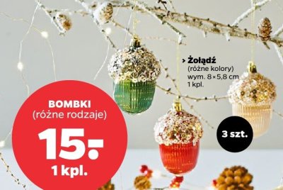 Bombki żołędzie 3 szt., różne rodzaje promocja w Netto