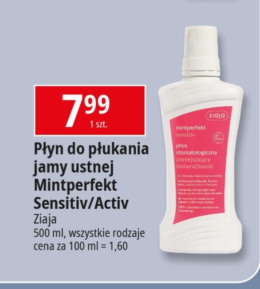 Płyn stomatologiczny activ Ziaja mintperfekt promocja w Leclerc