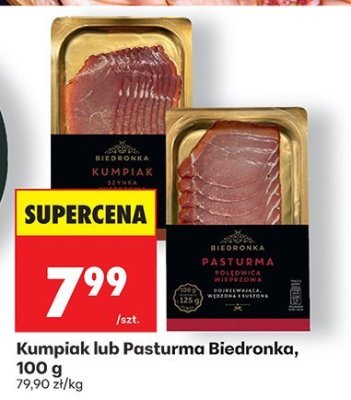 Szynka wieprzowa Pasturma lub 100 g promocja w Biedronka